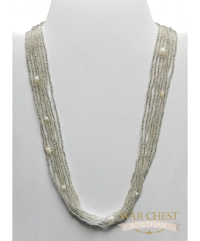 Trendy necklaces and pendants with statement pieces for a bold fashion statement-White Seed Bead Glam Necklace